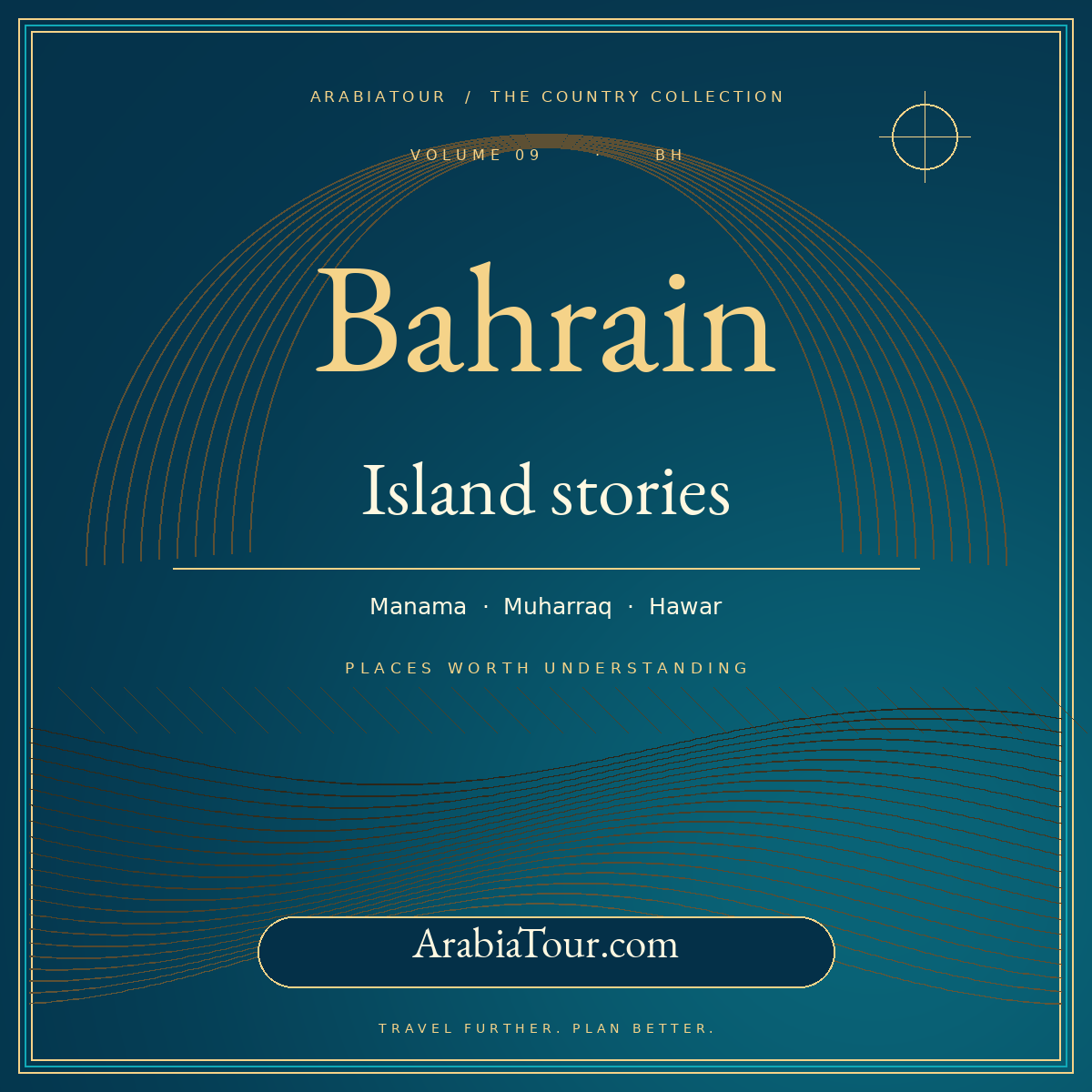 Bahrain travel guide typography card — ArabiaTour.com