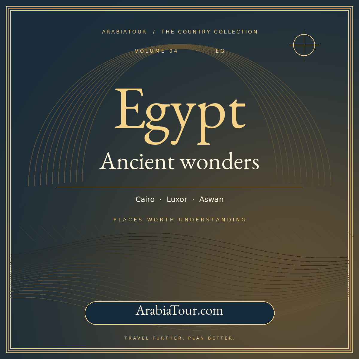 Egypt travel guide typography card — ArabiaTour.com