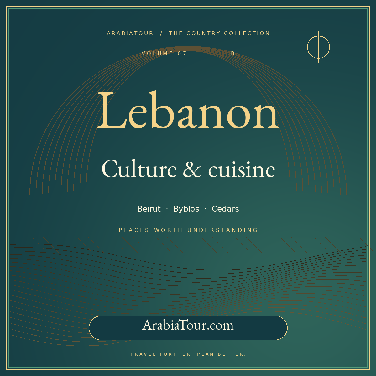 Lebanon travel guide typography card — ArabiaTour.com