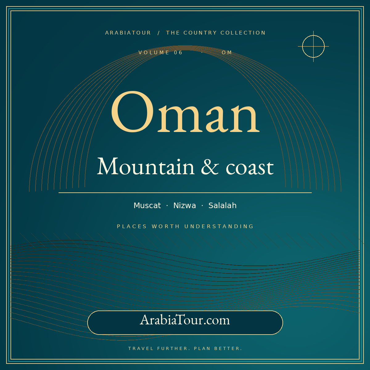 Oman travel guide typography card — ArabiaTour.com