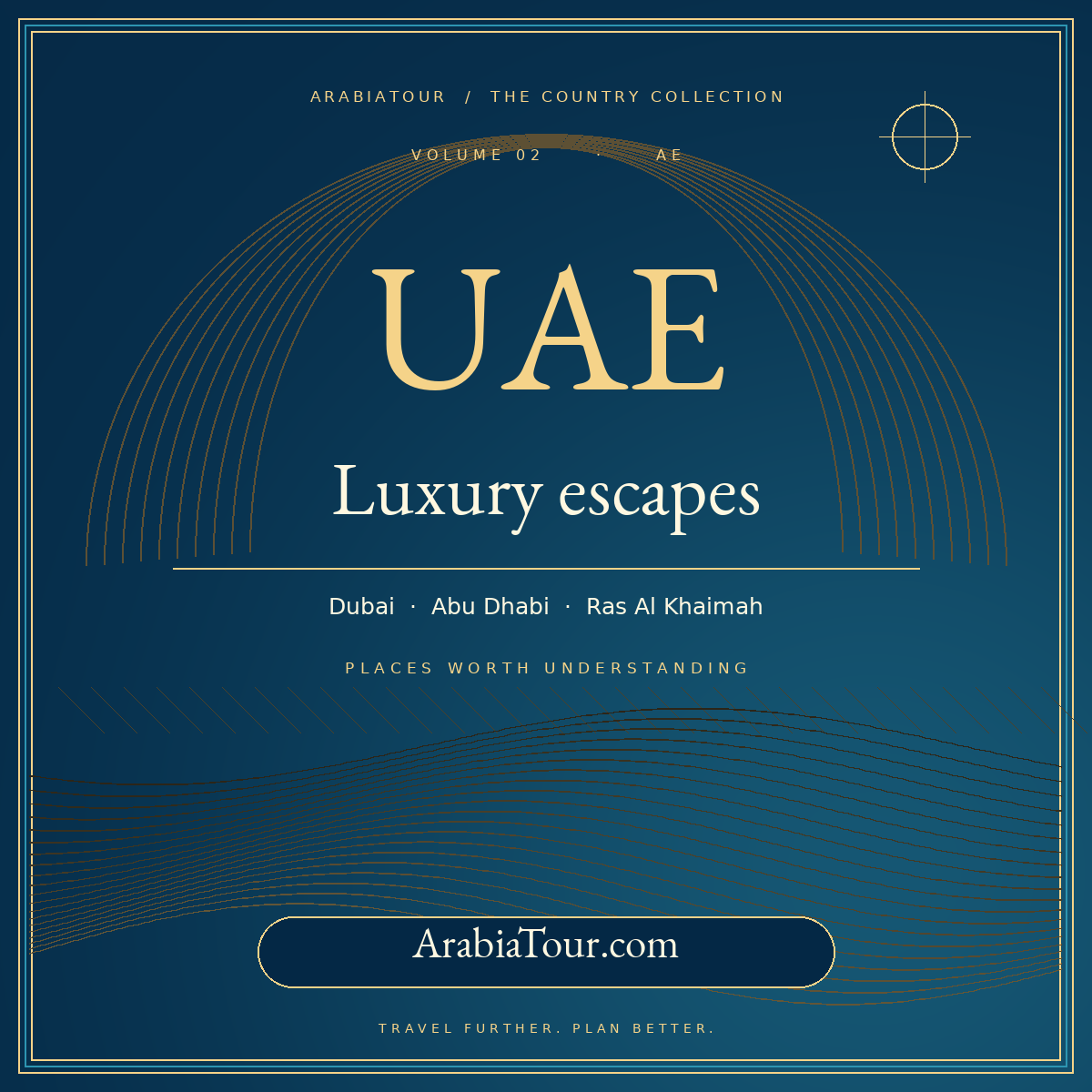 UAE travel guide typography card — ArabiaTour.com